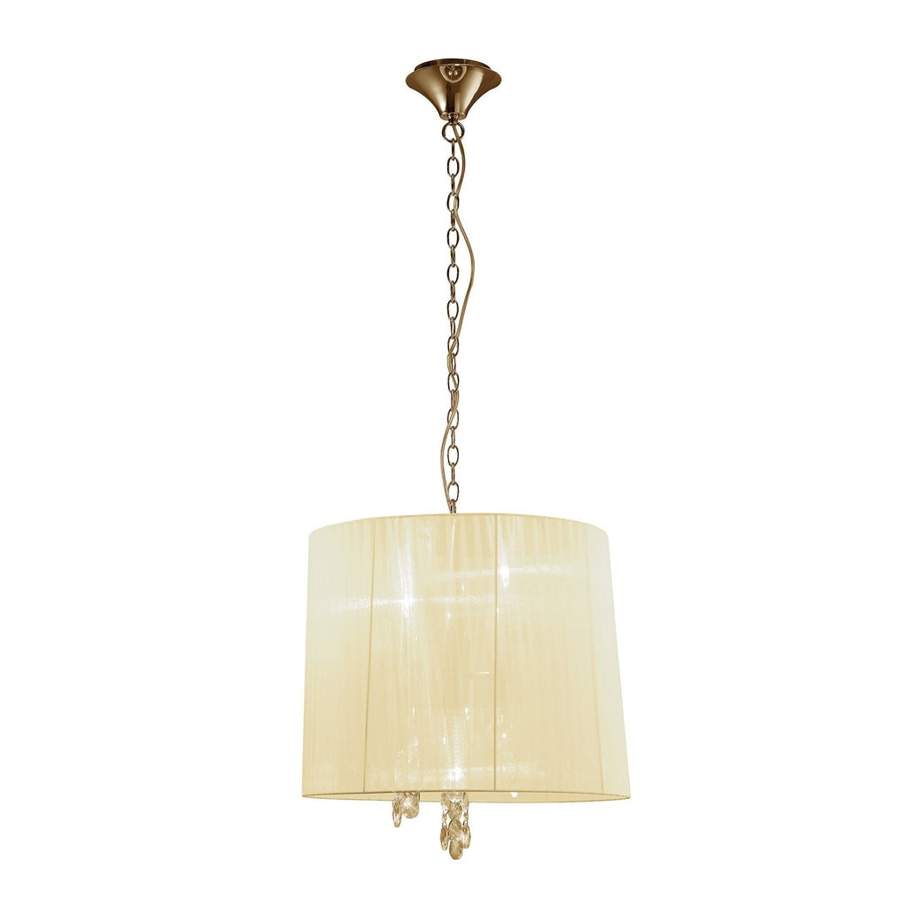 M3860FG Tiffany Pendant 3+3 Light E14+G9 French Gold Cream Shade & Clear Crystal