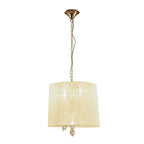 M3860FG Tiffany Pendant 3+3 Light E14+G9 French Gold Cream Shade & Clear Crystal