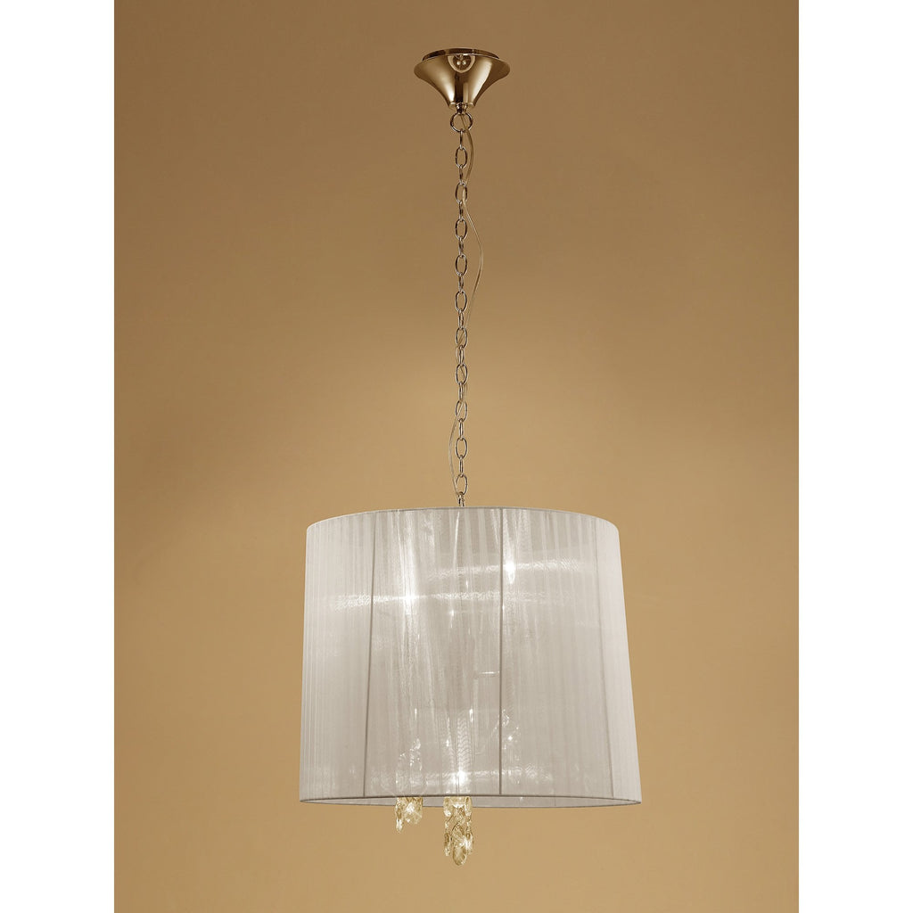 M3860FG Tiffany Pendant 3+3 Light E14+G9 French Gold Cream Shade & Clear Crystal