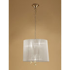 M3860FG Tiffany Pendant 3+3 Light E14+G9 French Gold Cream Shade & Clear Crystal
