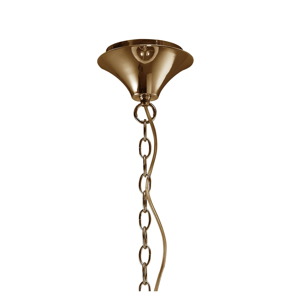 M3860FG Tiffany Pendant 3+3 Light E14+G9 French Gold Cream Shade & Clear Crystal