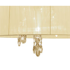 M3860FG Tiffany Pendant 3+3 Light E14+G9 French Gold Cream Shade & Clear Crystal