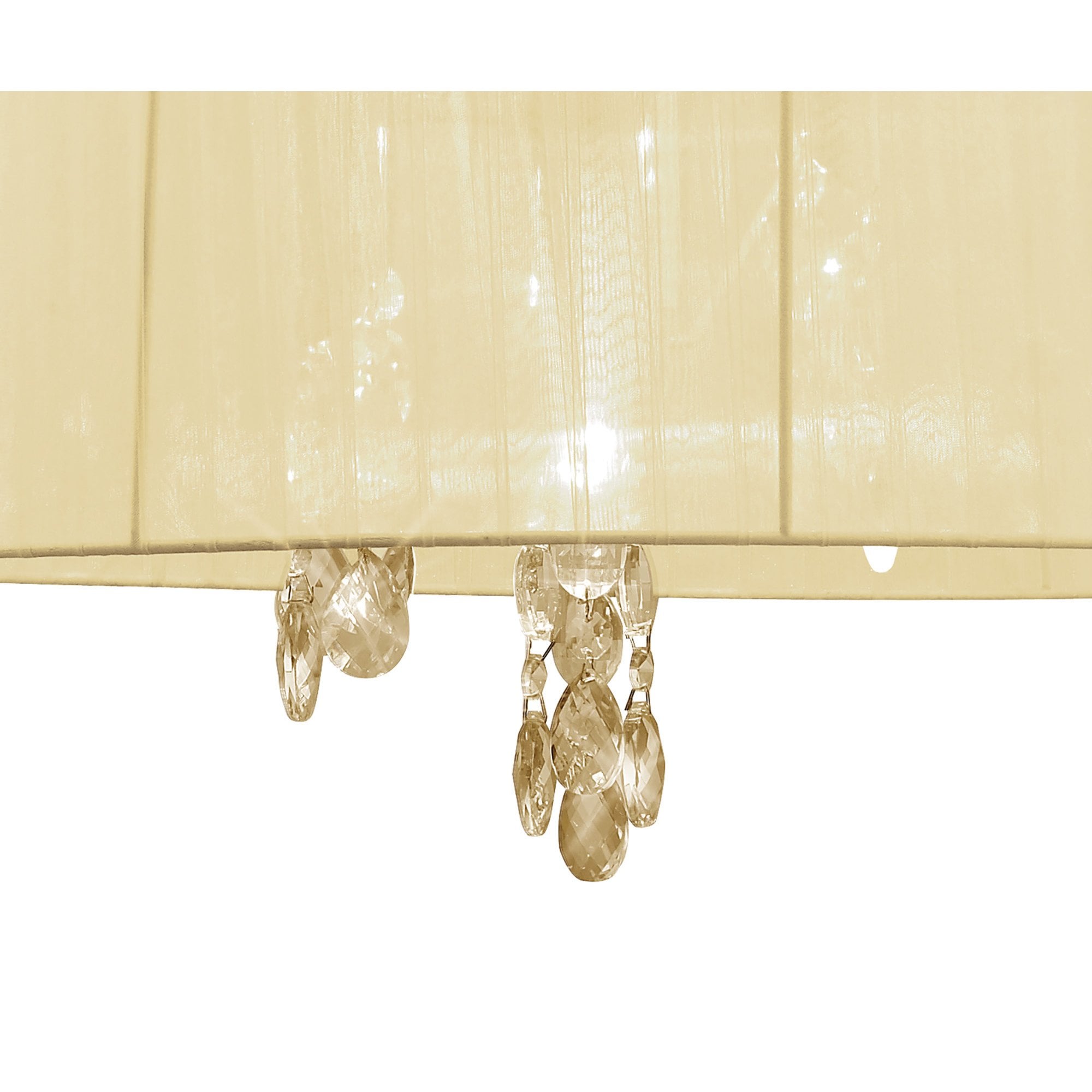 M3860FG Tiffany Pendant 3+3 Light E14+G9 French Gold Cream Shade & Clear Crystal