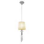 M3861/CS Tiffany Pendant 1+1 Light E27+G9 Polished Chrome Cream Shade & Clear Crystal