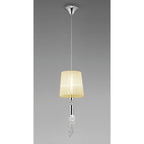 M3861/CS Tiffany Pendant 1+1 Light E27+G9 Polished Chrome Cream Shade & Clear Crystal