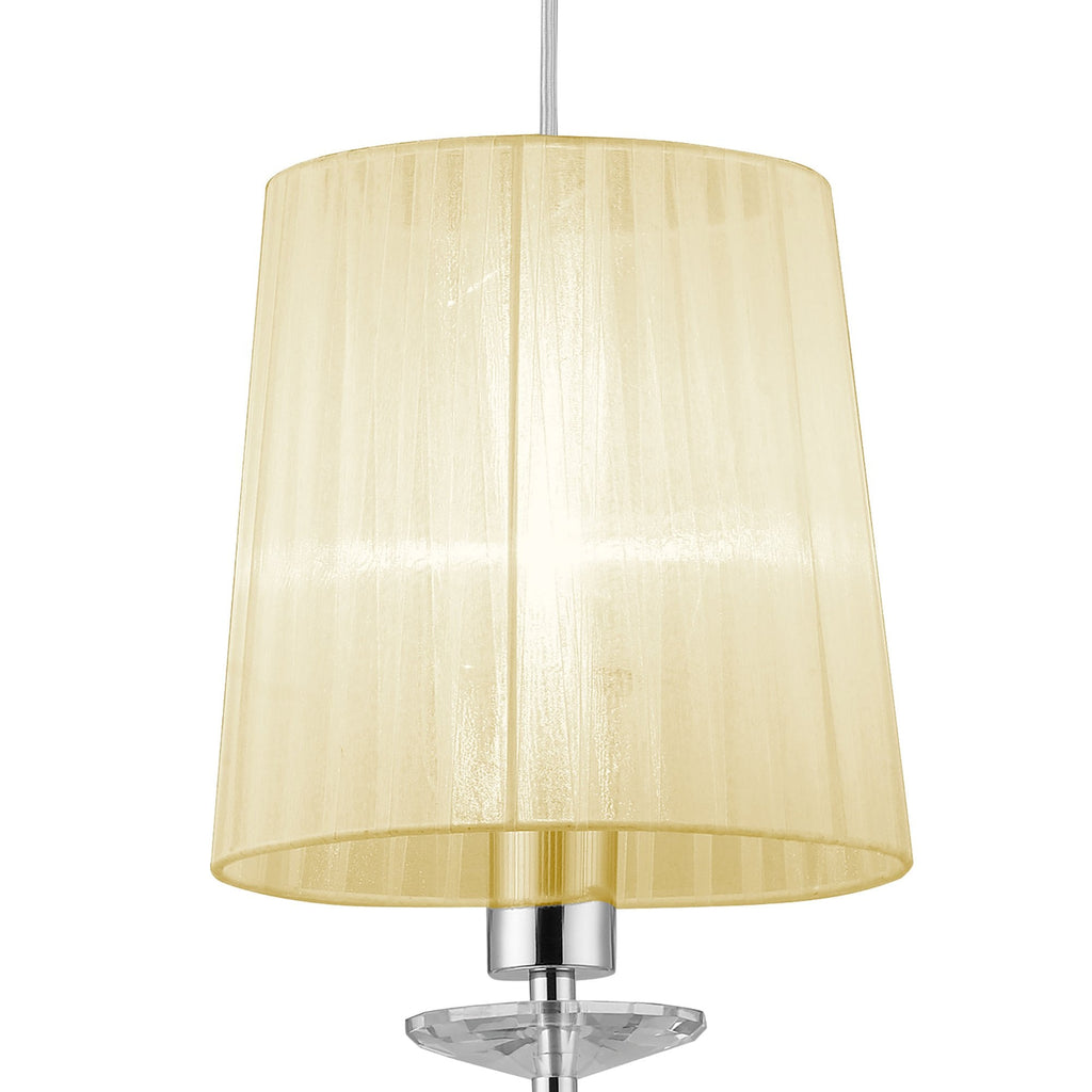 M3861/CS Tiffany Pendant 1+1 Light E27+G9 Polished Chrome Cream Shade & Clear Crystal