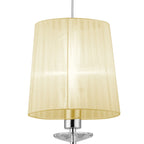 M3861/CS Tiffany Pendant 1+1 Light E27+G9 Polished Chrome Cream Shade & Clear Crystal