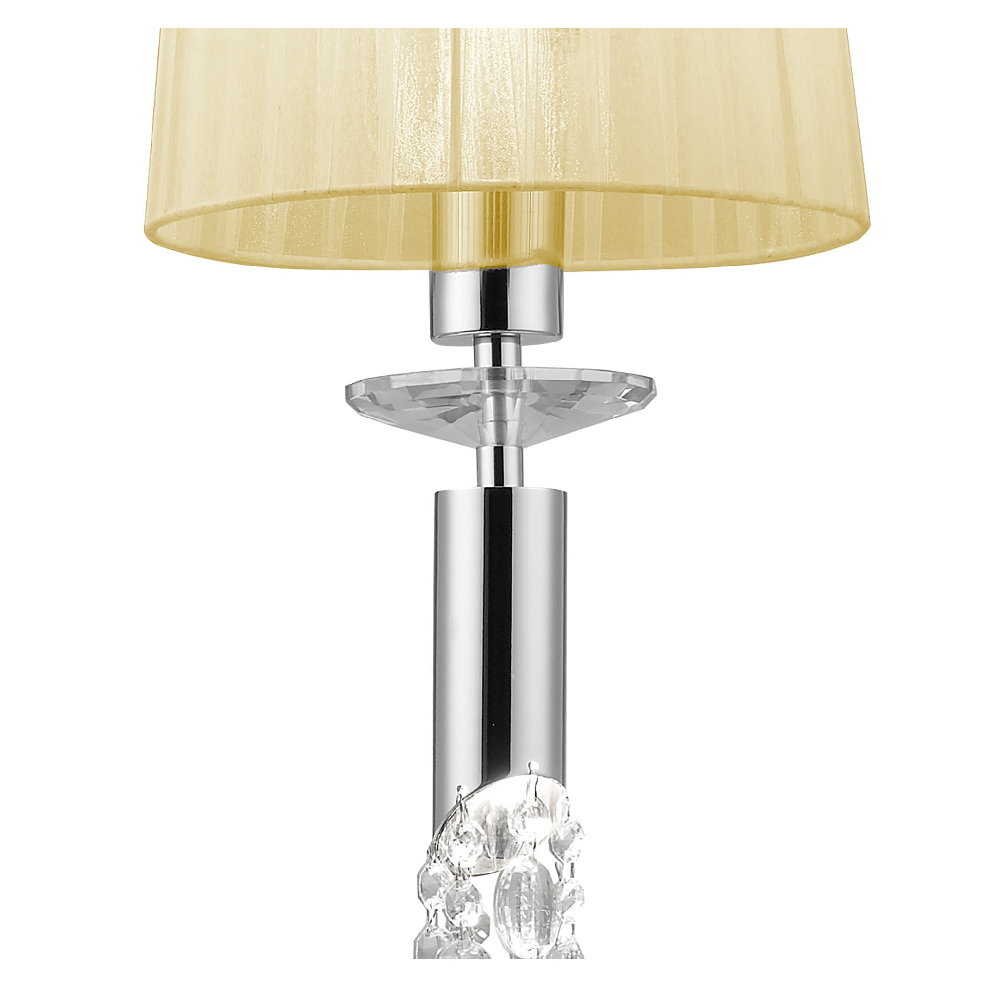 M3861/CS Tiffany Pendant 1+1 Light E27+G9 Polished Chrome Cream Shade & Clear Crystal