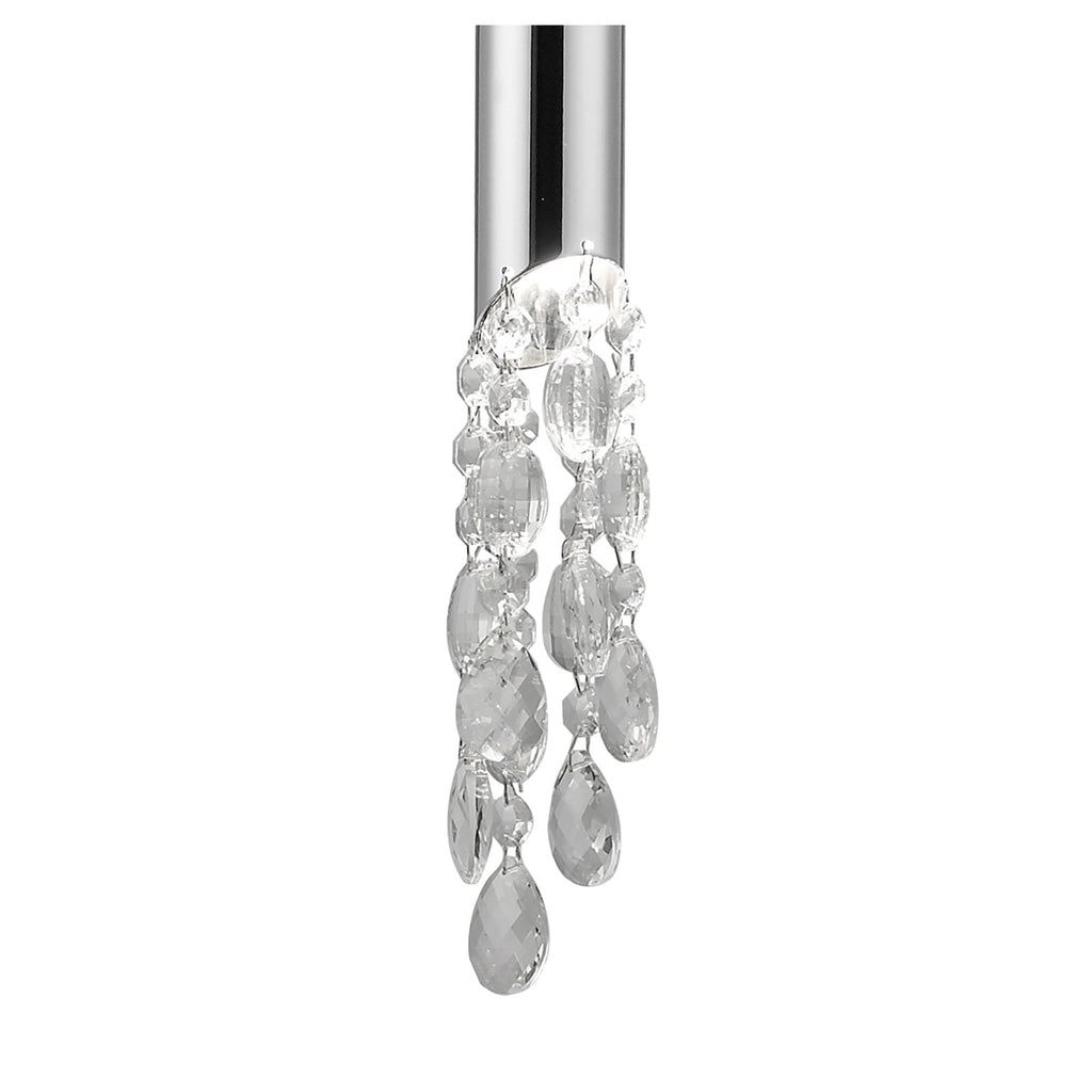 M3861/CS Tiffany Pendant 1+1 Light E27+G9 Polished Chrome Cream Shade & Clear Crystal
