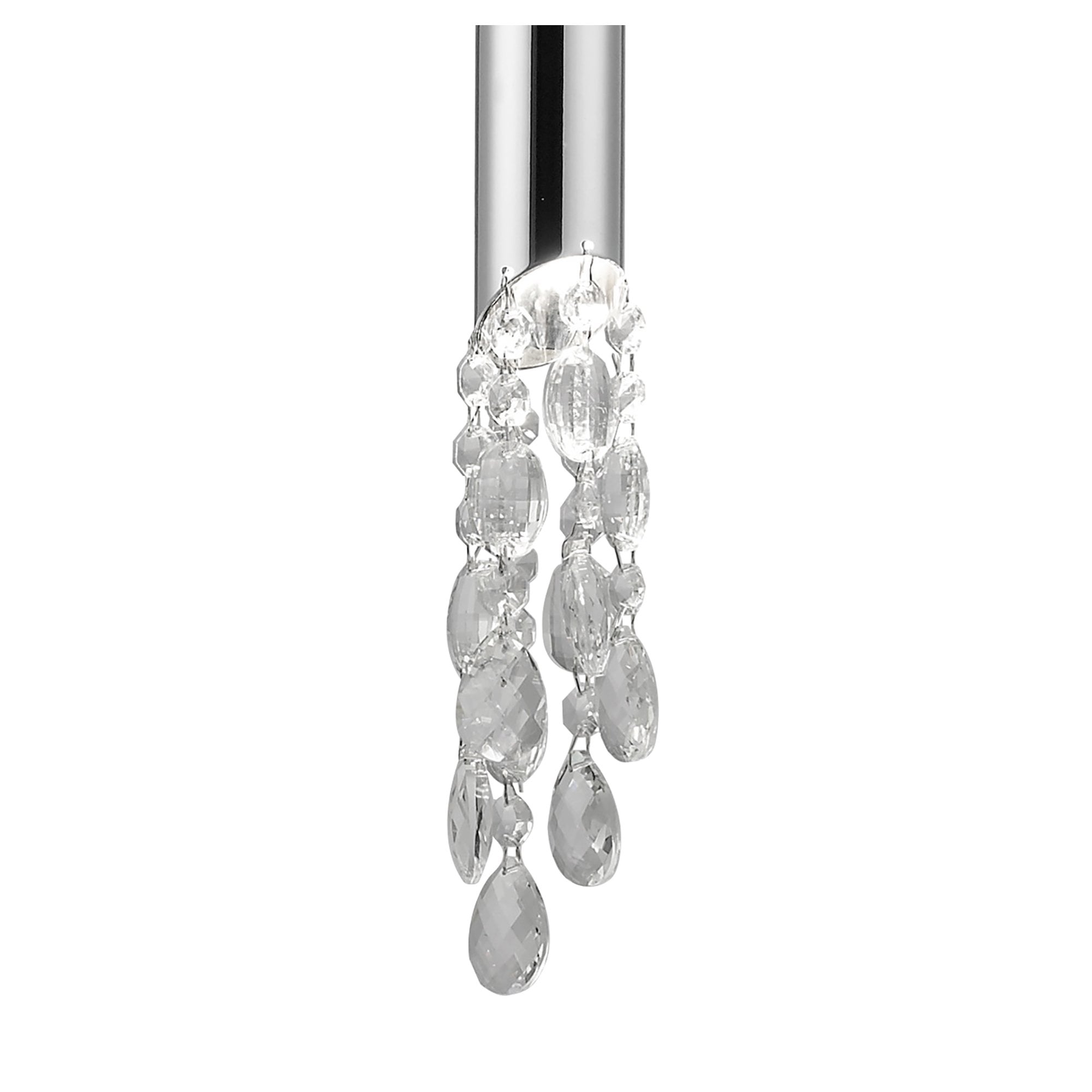 M3861/CS Tiffany Pendant 1+1 Light E27+G9 Polished Chrome Cream Shade & Clear Crystal