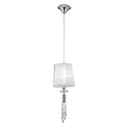 M3861 Tiffany Pendant 1+1 Light E27+G9 Polished Chrome White Shade & Clear Crystal