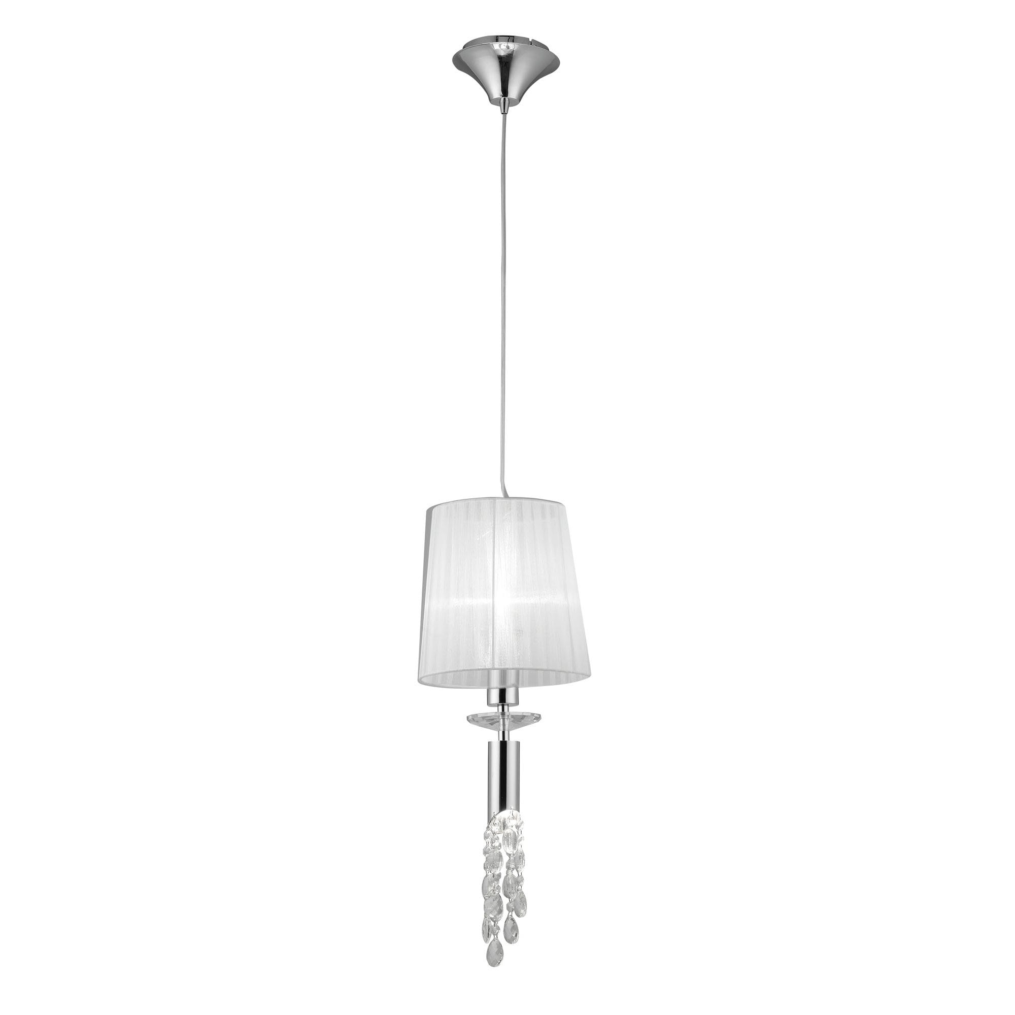 M3861 Tiffany Pendant 1+1 Light E27+G9 Polished Chrome White Shade & Clear Crystal