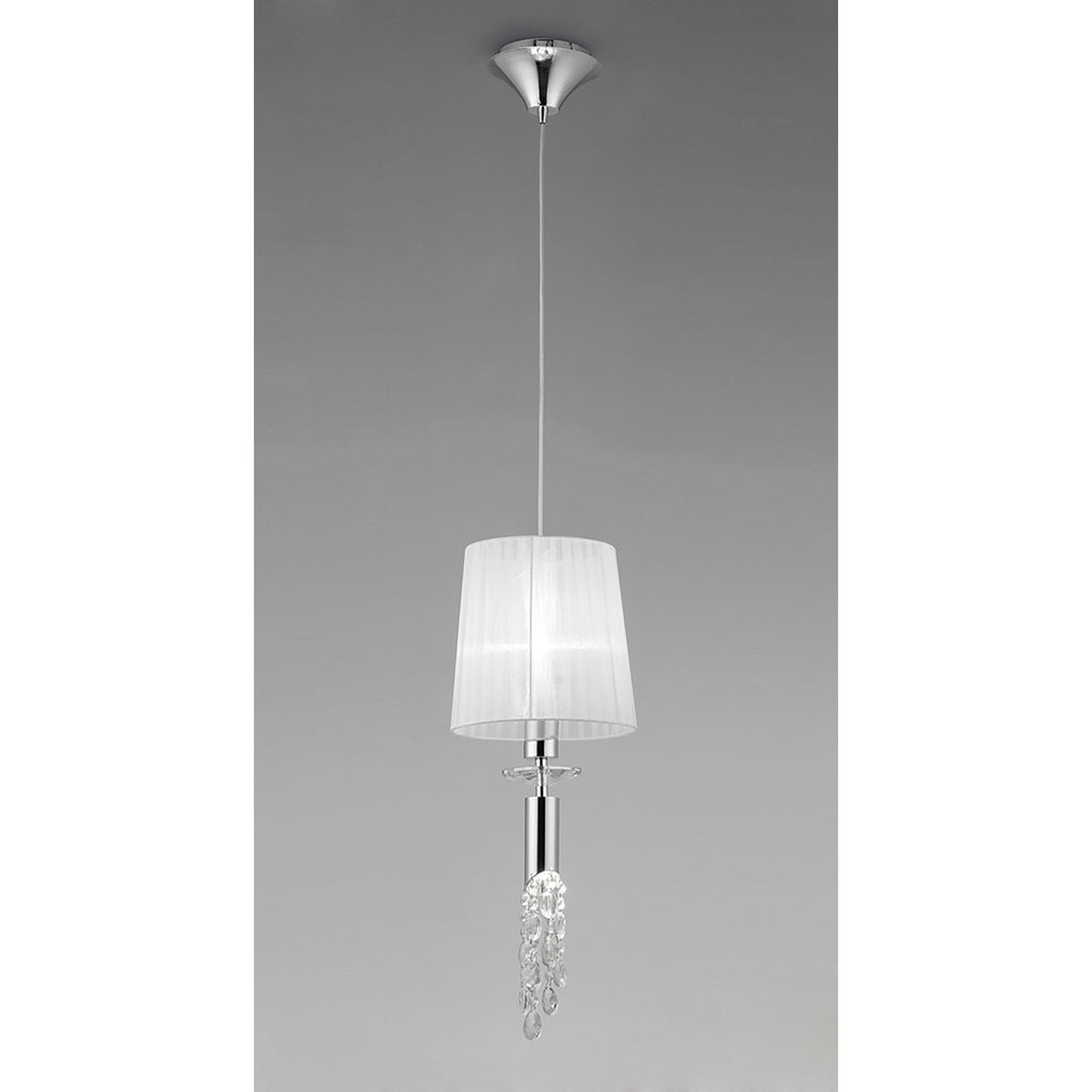 M3861 Tiffany Pendant 1+1 Light E27+G9 Polished Chrome White Shade & Clear Crystal