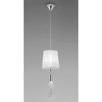 M3861 Tiffany Pendant 1+1 Light E27+G9 Polished Chrome White Shade & Clear Crystal