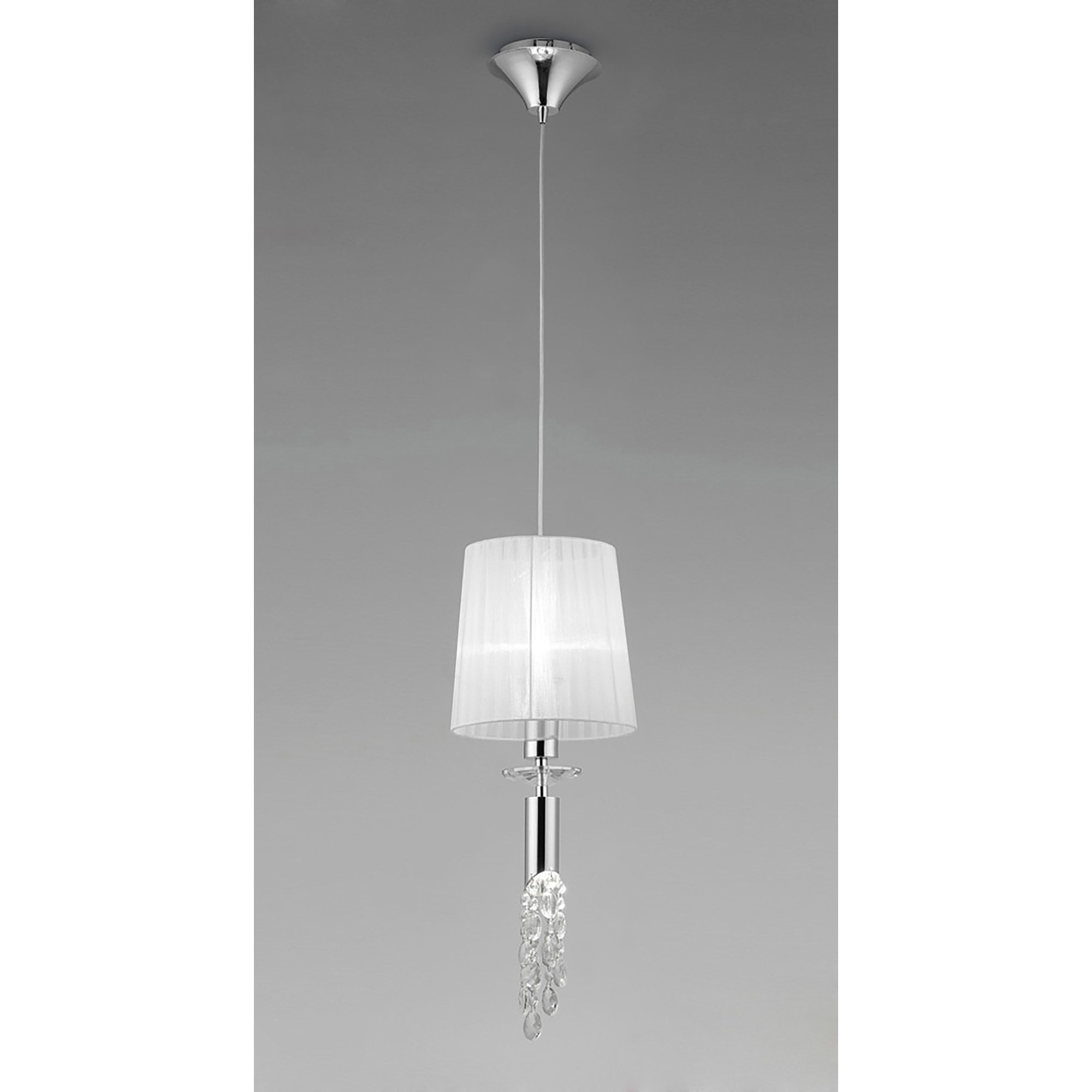 M3861 Tiffany Pendant 1+1 Light E27+G9 Polished Chrome White Shade & Clear Crystal