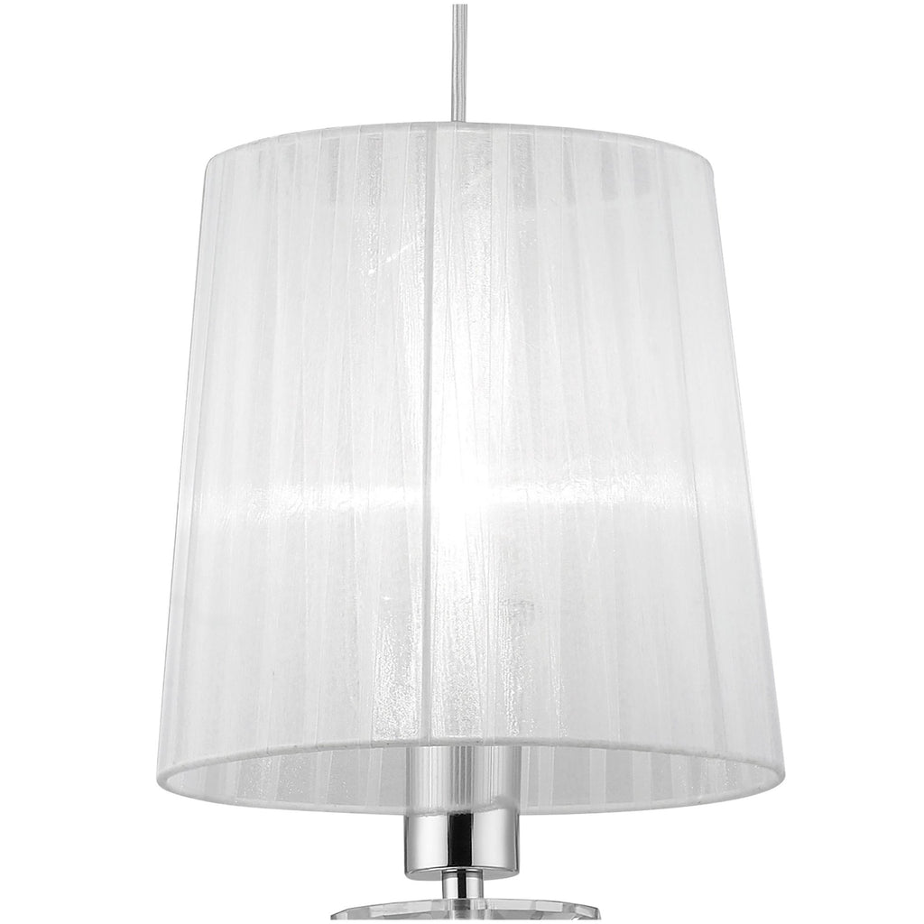 M3861 Tiffany Pendant 1+1 Light E27+G9 Polished Chrome White Shade & Clear Crystal
