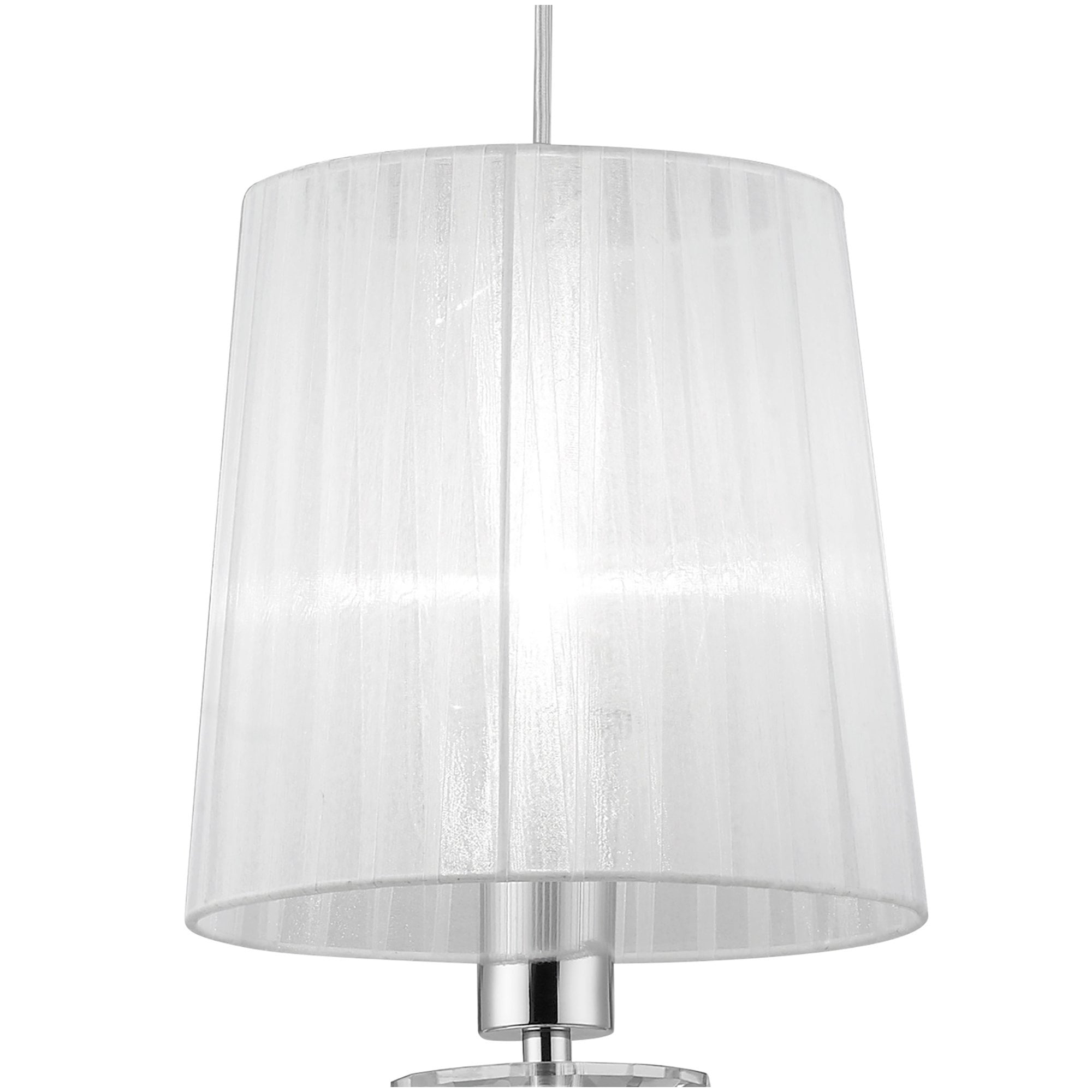 M3861 Tiffany Pendant 1+1 Light E27+G9 Polished Chrome White Shade & Clear Crystal