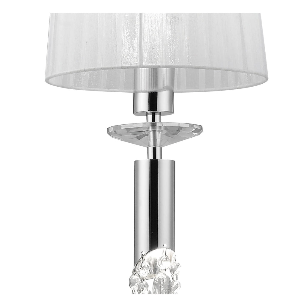 M3861 Tiffany Pendant 1+1 Light E27+G9 Polished Chrome White Shade & Clear Crystal