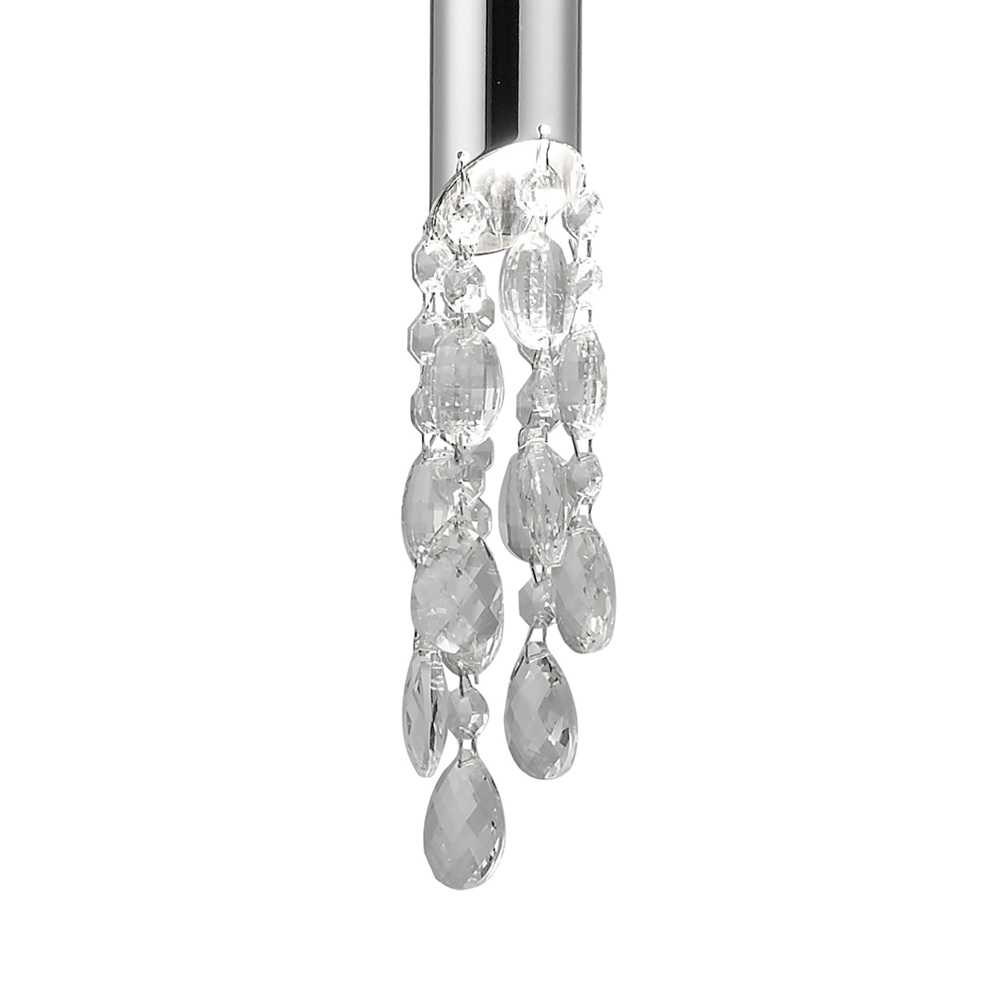 M3861 Tiffany Pendant 1+1 Light E27+G9 Polished Chrome White Shade & Clear Crystal