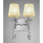 M3863/S/CS Tiffany Wall Lamp Switched 2+2 Light E14+G9 Polished Chrome Cream Shades & Clear Crystal