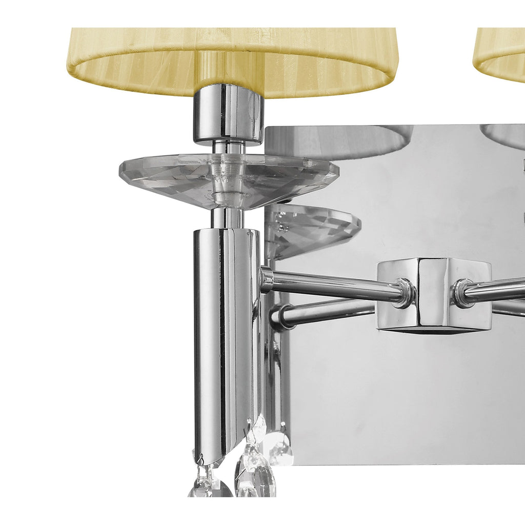 M3863/S/CS Tiffany Wall Lamp Switched 2+2 Light E14+G9 Polished Chrome Cream Shades & Clear Crystal