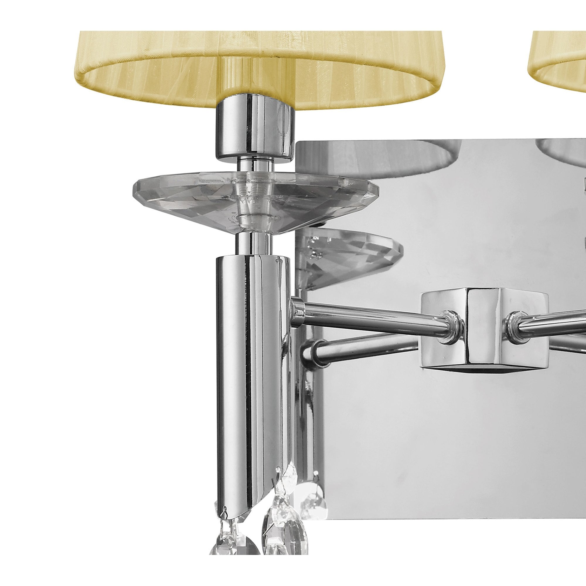 M3863/S/CS Tiffany Wall Lamp Switched 2+2 Light E14+G9 Polished Chrome Cream Shades & Clear Crystal