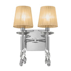 M3863/S/SBS Tiffany Wall Lamp Switched 2+2 Light E14+G9 Polished Chrome Soft Bronze Shades & Clear Crystal