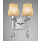 M3863/S/SBS Tiffany Wall Lamp Switched 2+2 Light E14+G9 Polished Chrome Soft Bronze Shades & Clear Crystal