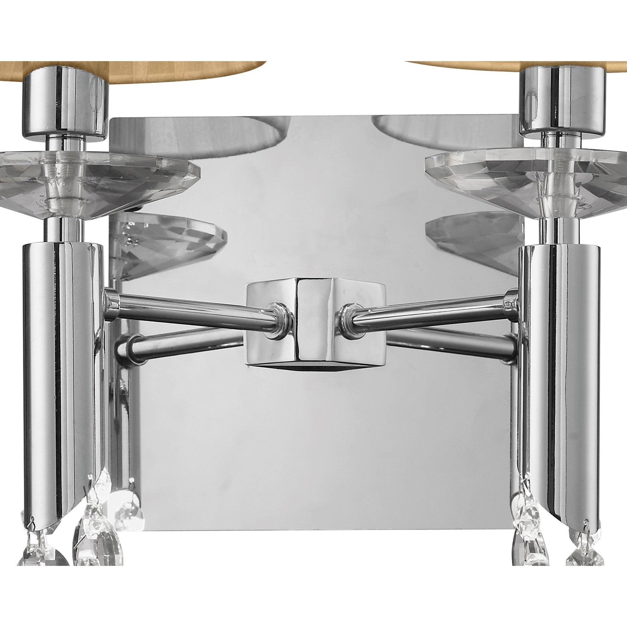 M3863/S/SBS Tiffany Wall Lamp Switched 2+2 Light E14+G9 Polished Chrome Soft Bronze Shades & Clear Crystal