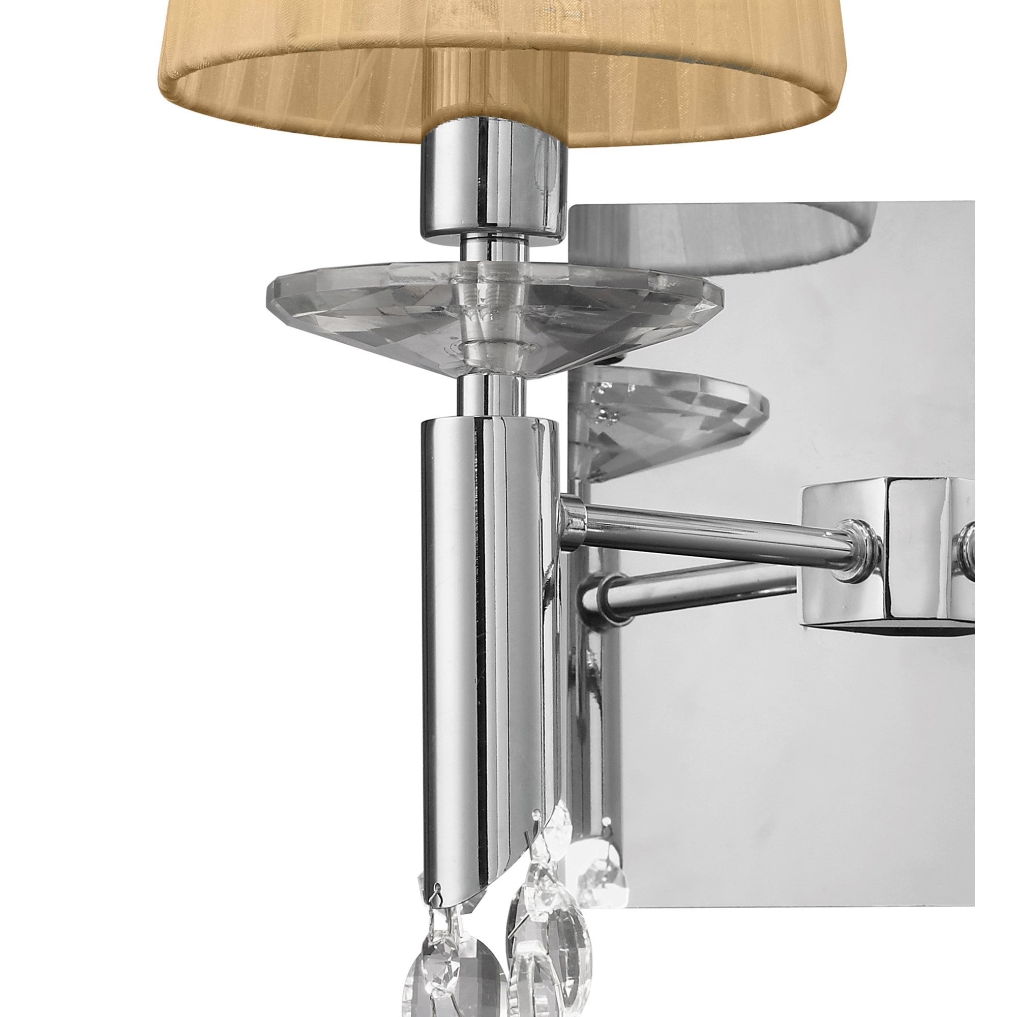 M3863/S/SBS Tiffany Wall Lamp Switched 2+2 Light E14+G9 Polished Chrome Soft Bronze Shades & Clear Crystal