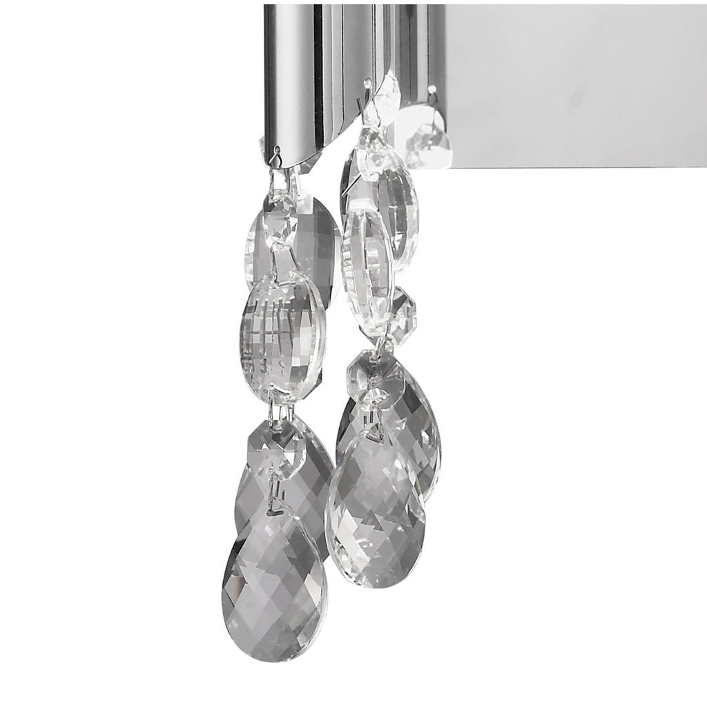 M3863/S/SBS Tiffany Wall Lamp Switched 2+2 Light E14+G9 Polished Chrome Soft Bronze Shades & Clear Crystal