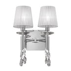 M3863/S Tiffany Wall Lamp Switched 2+2 Light E14+G9 Polished Chrome White Shades & Clear Crystal