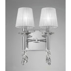 M3863/S Tiffany Wall Lamp Switched 2+2 Light E14+G9 Polished Chrome White Shades & Clear Crystal