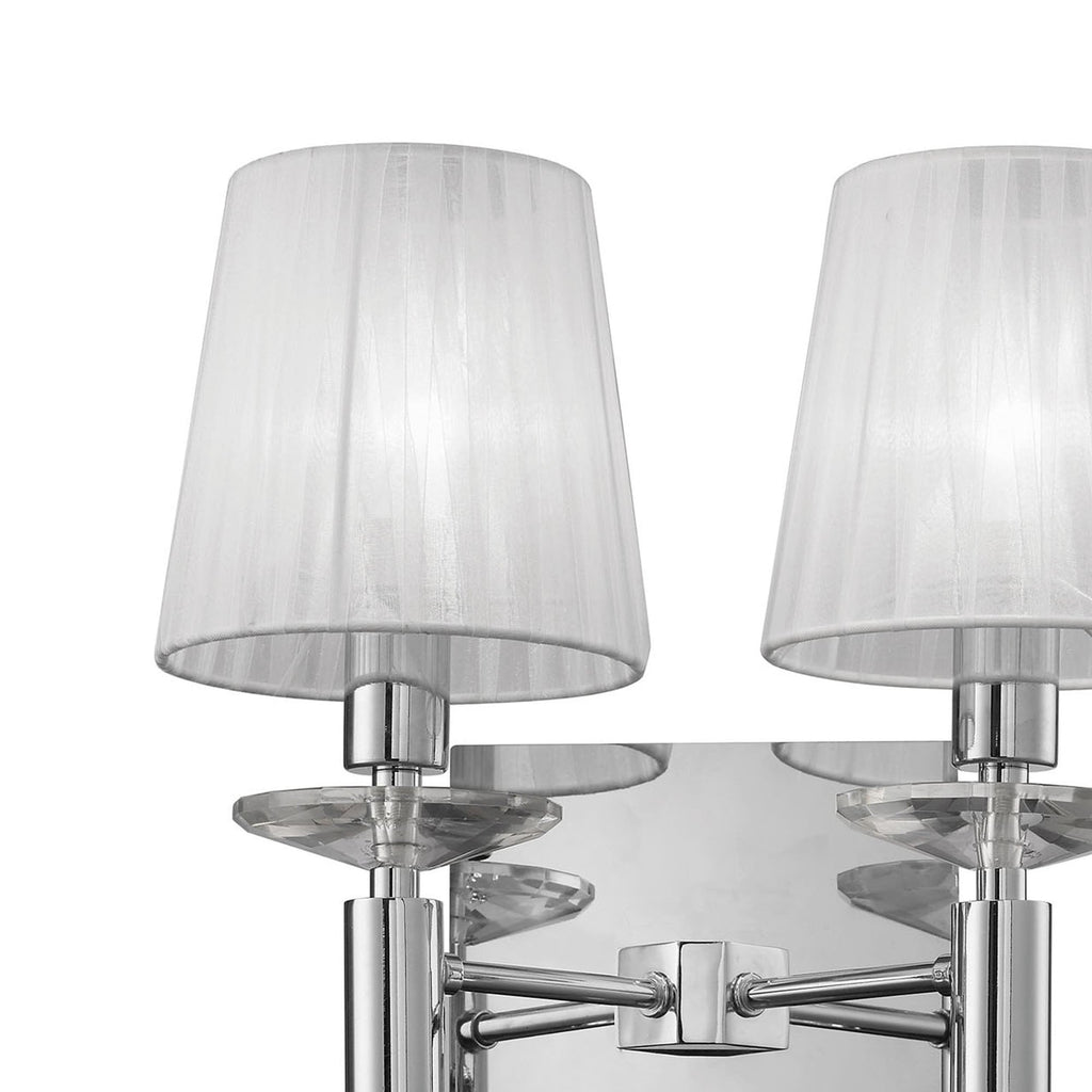 M3863/S Tiffany Wall Lamp Switched 2+2 Light E14+G9 Polished Chrome White Shades & Clear Crystal