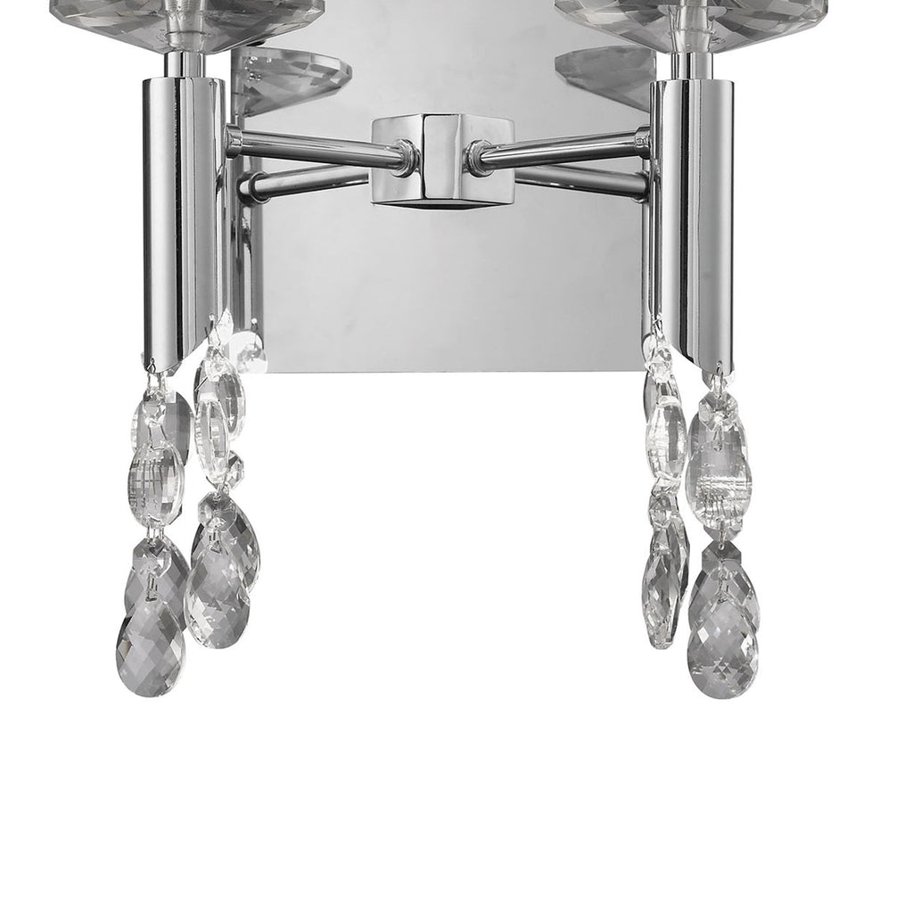 M3863/S Tiffany Wall Lamp Switched 2+2 Light E14+G9 Polished Chrome White Shades & Clear Crystal