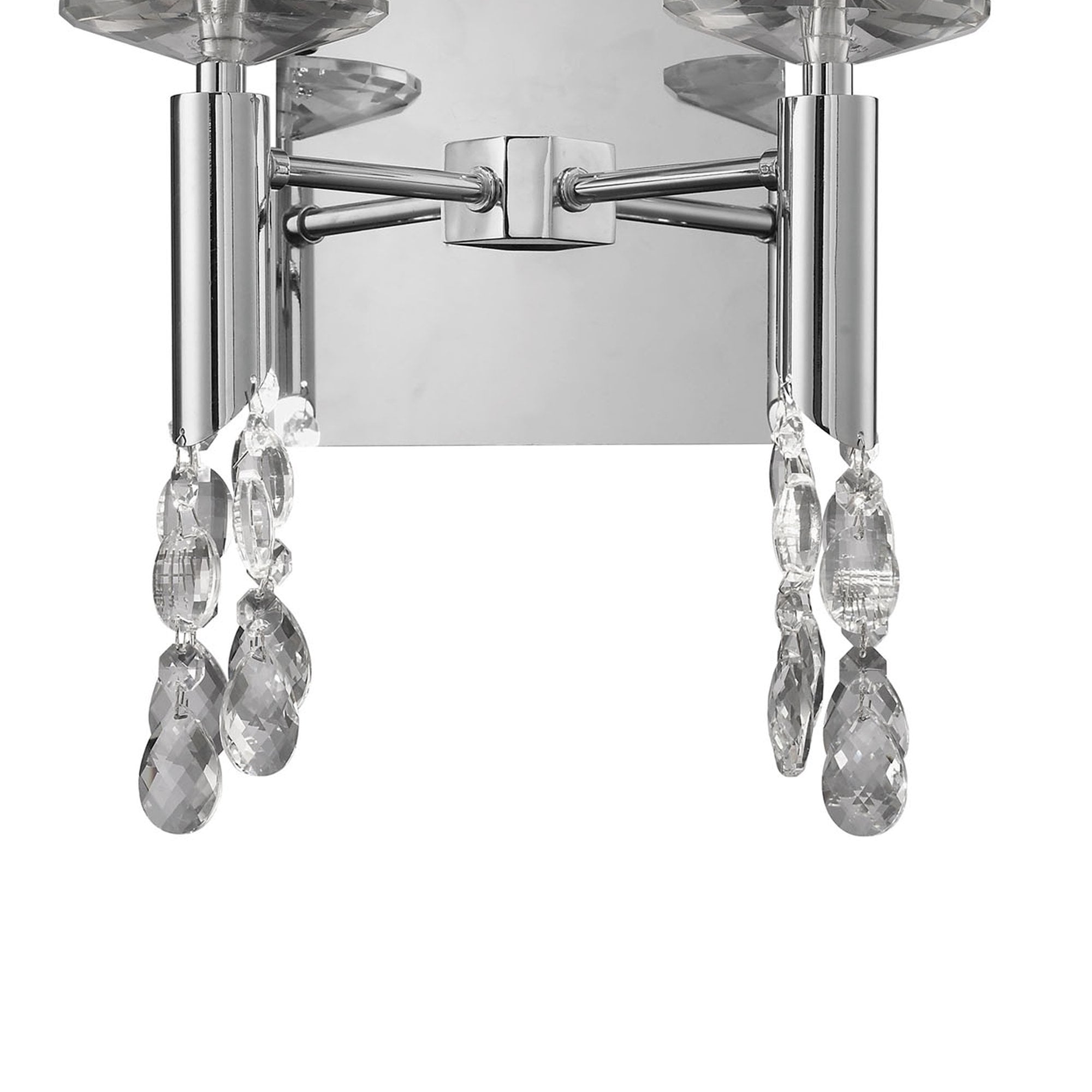 M3863/S Tiffany Wall Lamp Switched 2+2 Light E14+G9 Polished Chrome White Shades & Clear Crystal