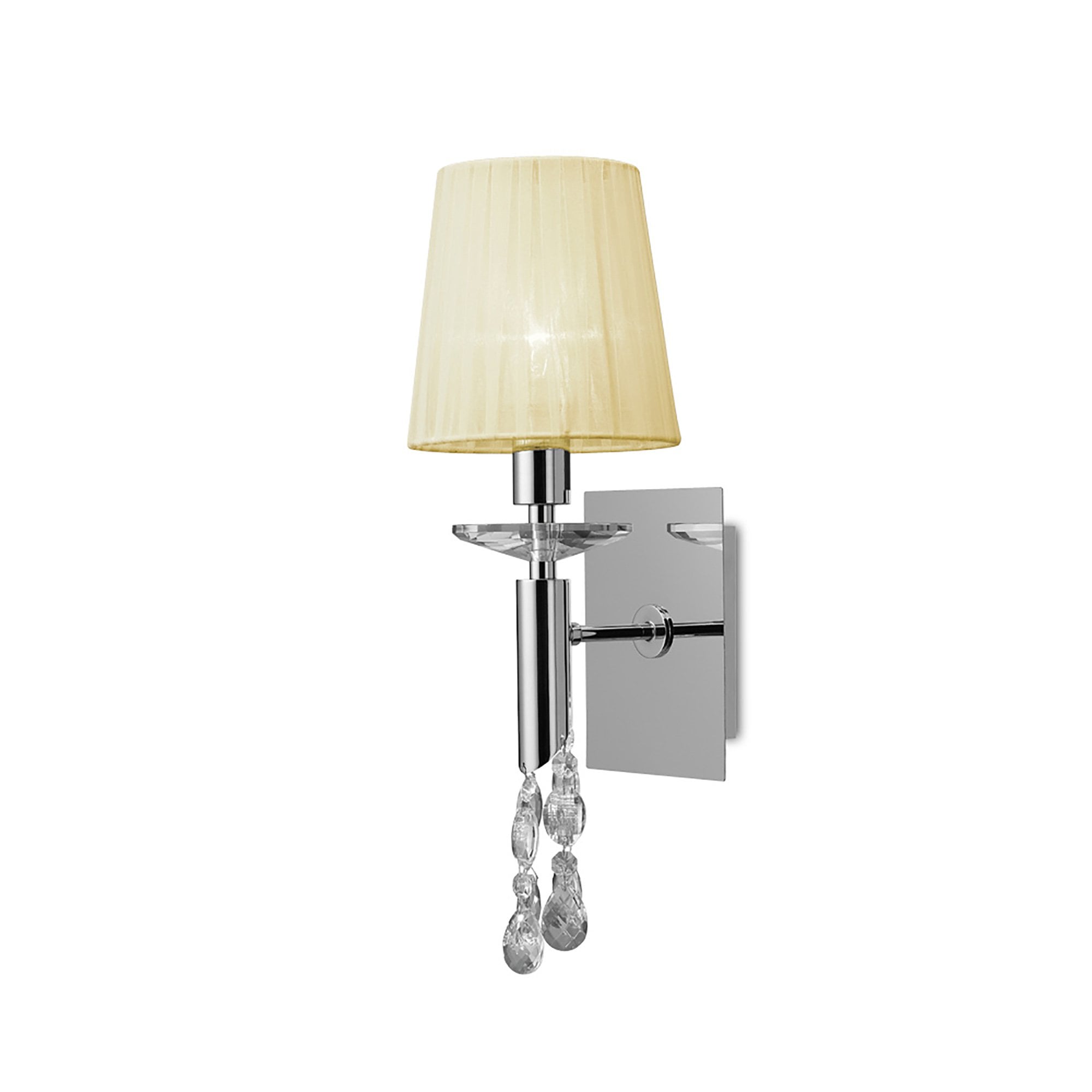 M3864/S/CS Tiffany Wall Lamp Switched 1+1 Light E14+G9 Polished Chrome Cream Shade & Clear Crystal