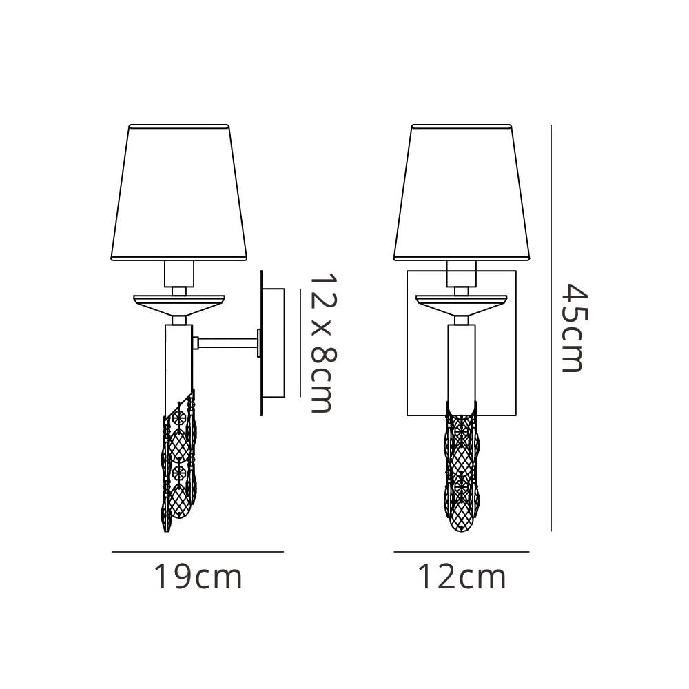 M3864/S/CS Tiffany Wall Lamp Switched 1+1 Light E14+G9 Polished Chrome Cream Shade & Clear Crystal
