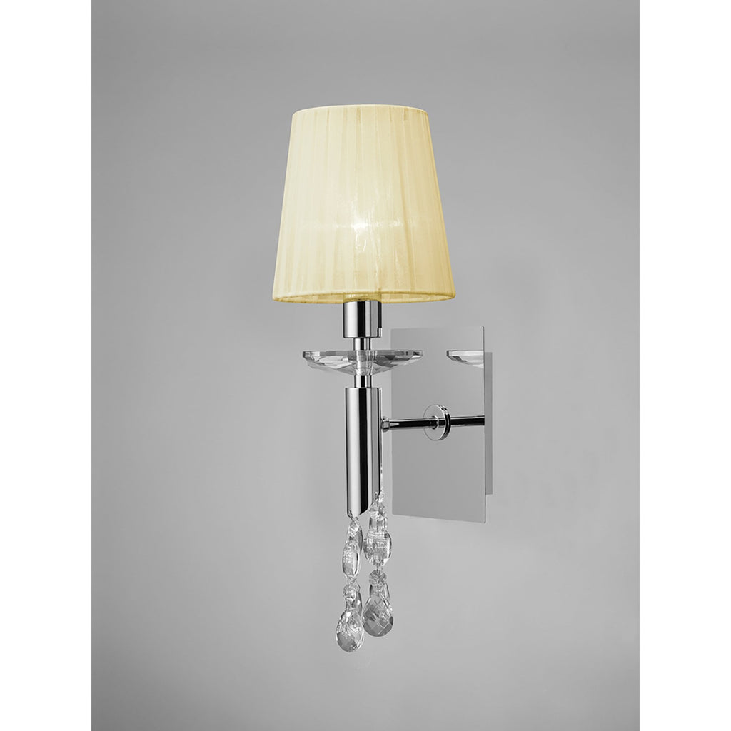 M3864/S/CS Tiffany Wall Lamp Switched 1+1 Light E14+G9 Polished Chrome Cream Shade & Clear Crystal