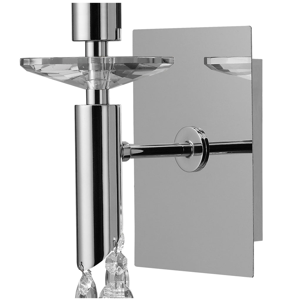 M3864/S/CS Tiffany Wall Lamp Switched 1+1 Light E14+G9 Polished Chrome Cream Shade & Clear Crystal