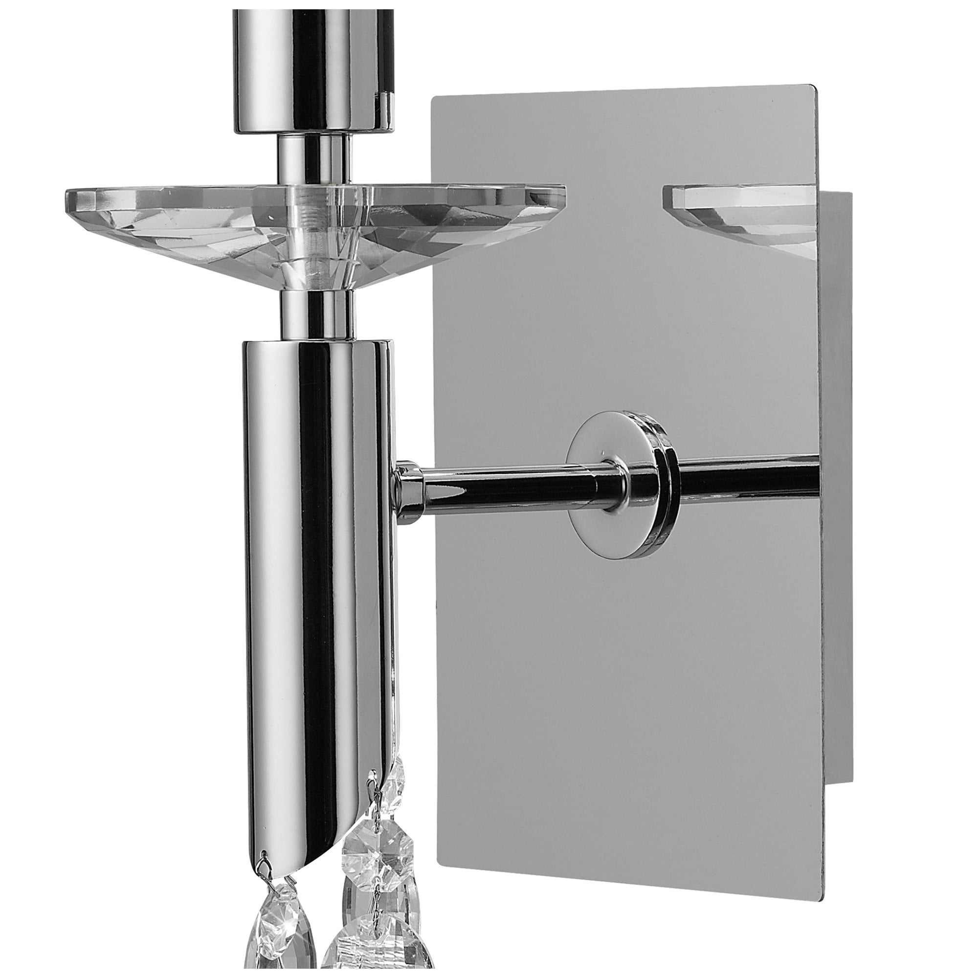 M3864/S/CS Tiffany Wall Lamp Switched 1+1 Light E14+G9 Polished Chrome Cream Shade & Clear Crystal
