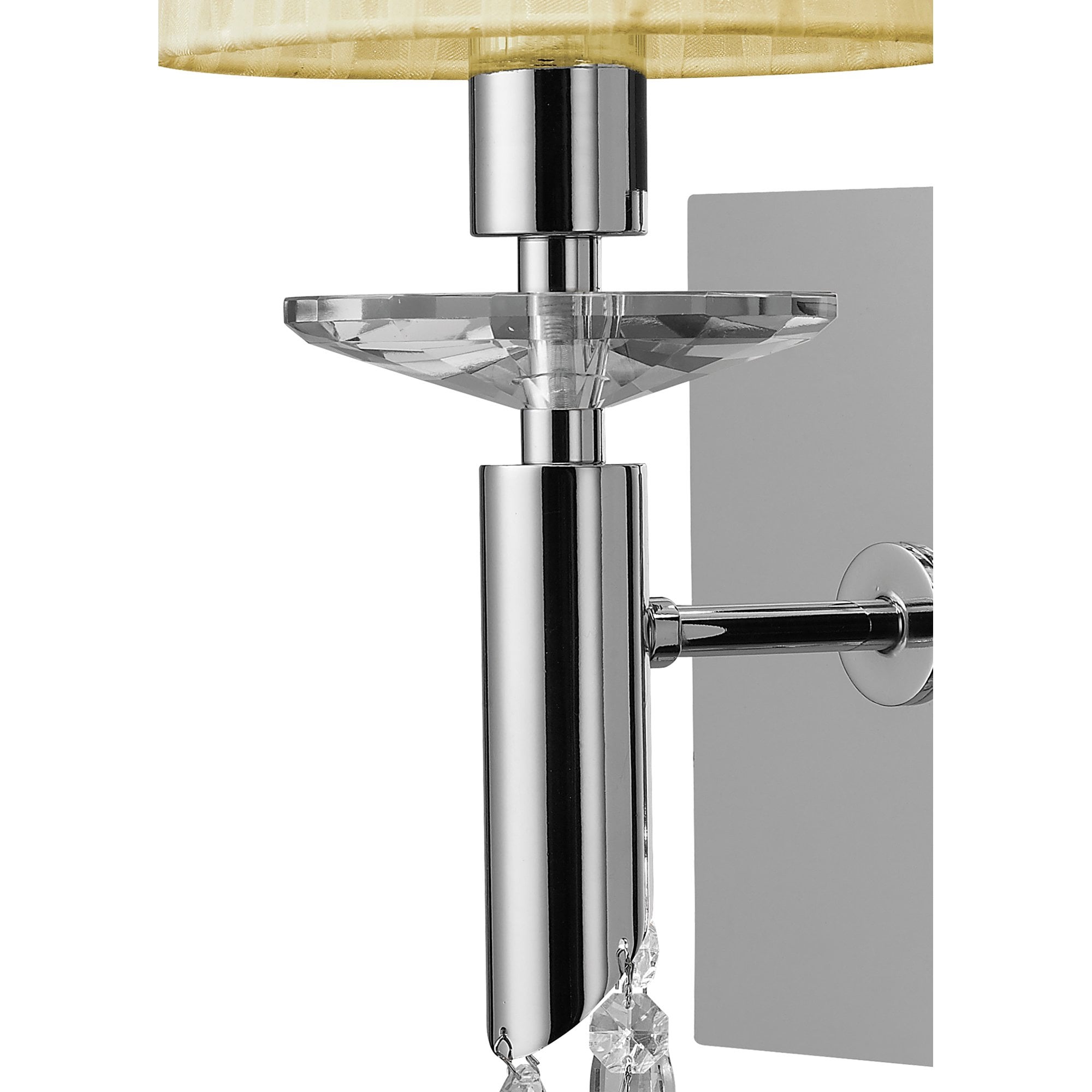 M3864/S/CS Tiffany Wall Lamp Switched 1+1 Light E14+G9 Polished Chrome Cream Shade & Clear Crystal