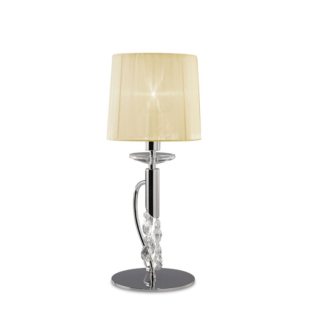 M3868/CS Tiffany Table Lamp 1+1 Light E14+G9 Polished Chrome Cream Shade & Clear Crystal