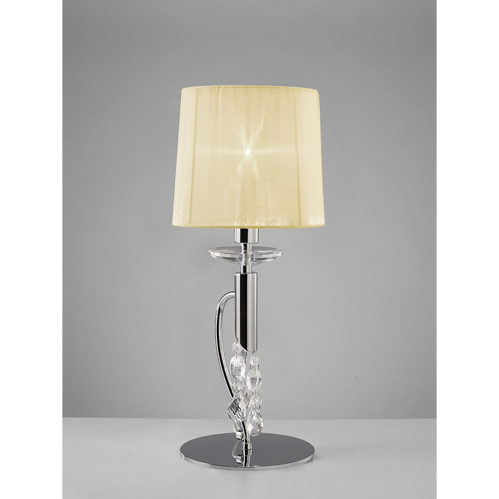 M3868/CS Tiffany Table Lamp 1+1 Light E14+G9 Polished Chrome Cream Shade & Clear Crystal