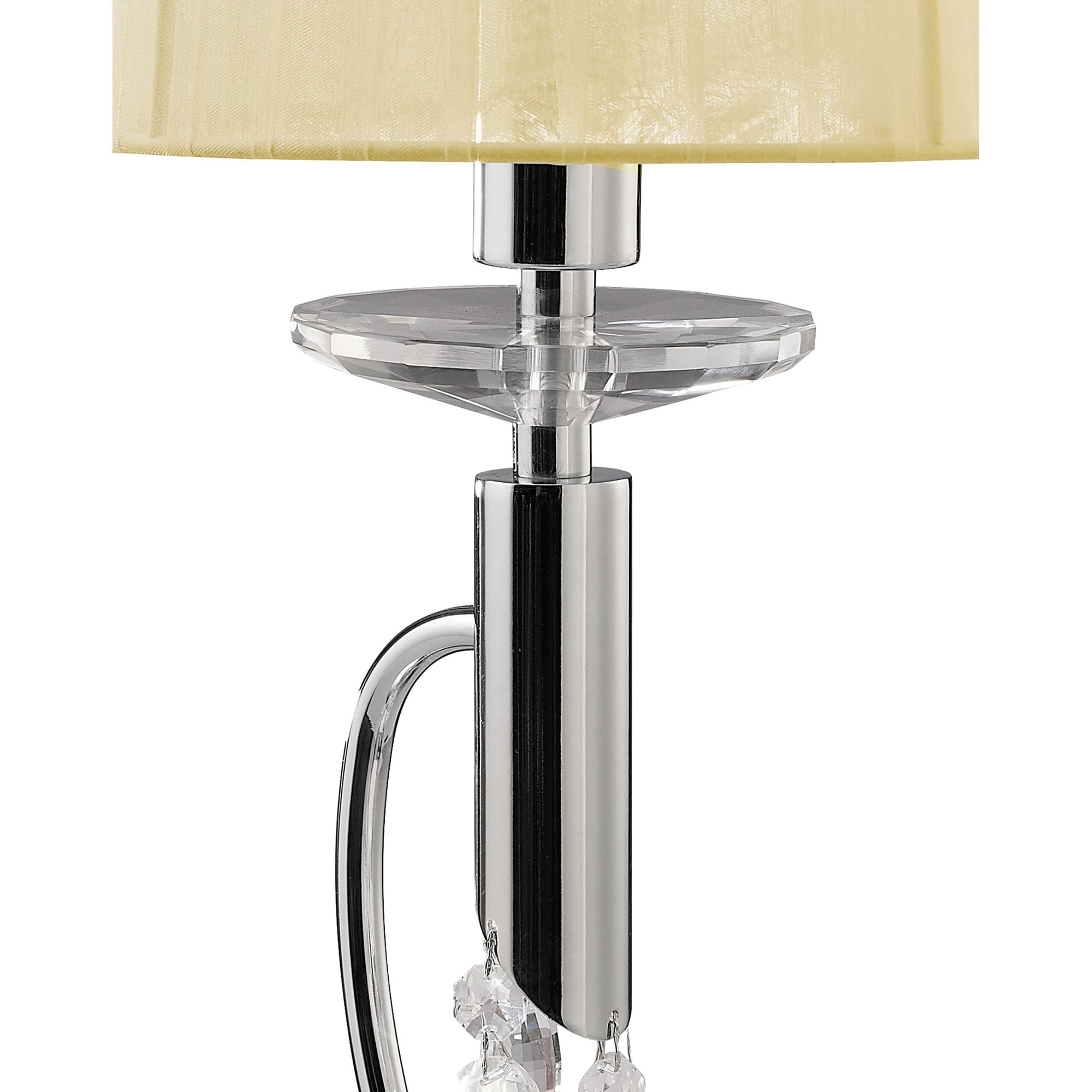 M3868/CS Tiffany Table Lamp 1+1 Light E14+G9 Polished Chrome Cream Shade & Clear Crystal