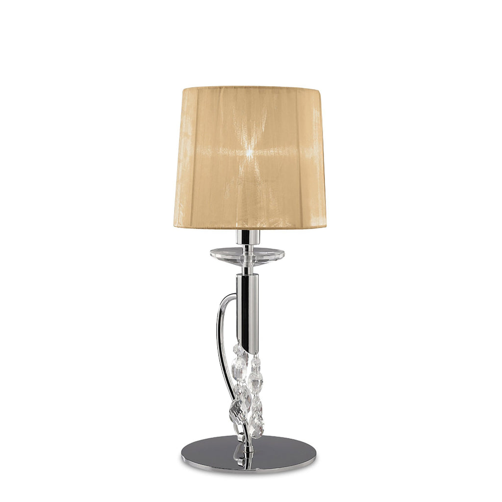 M3868/SBS Tiffany Table Lamp 1+1 Light E14+G9 Polished Chrome Soft Bronze Shade & Clear Crystal