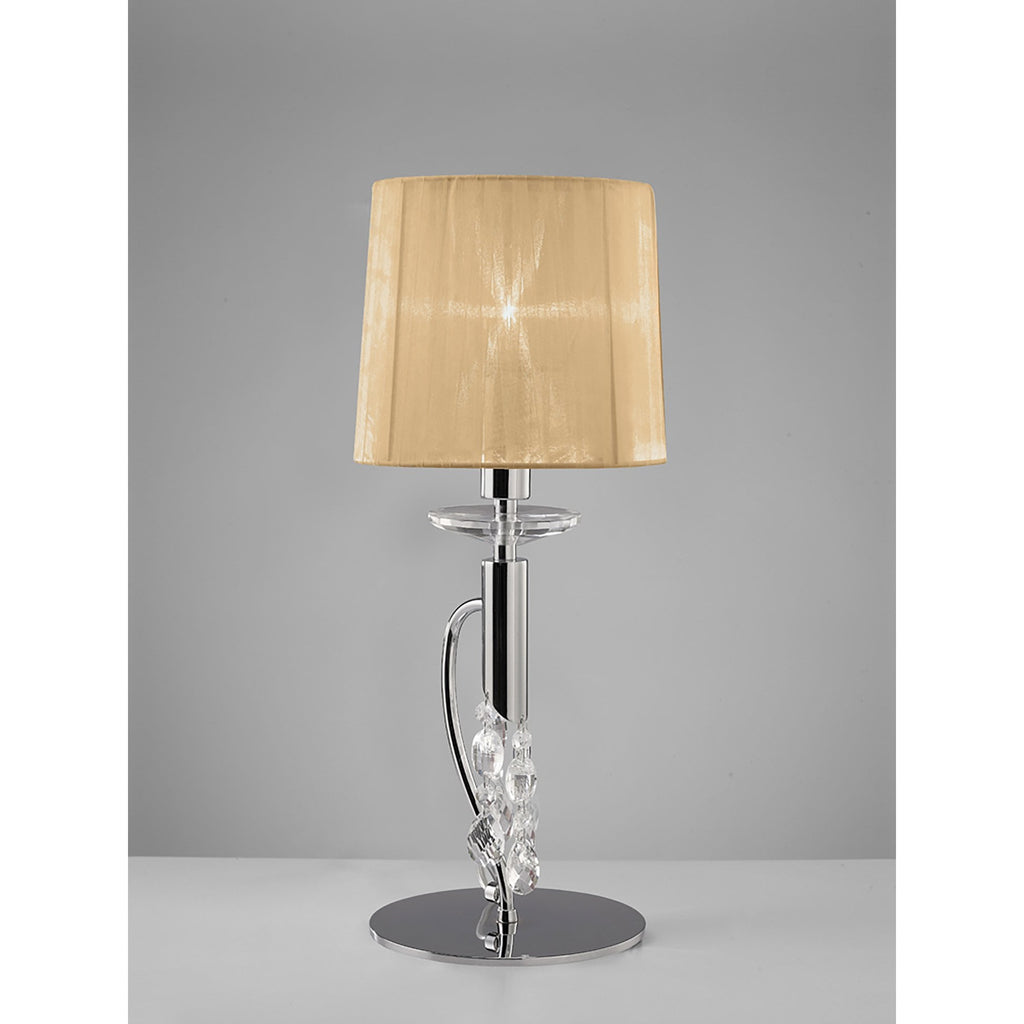 M3868/SBS Tiffany Table Lamp 1+1 Light E14+G9 Polished Chrome Soft Bronze Shade & Clear Crystal