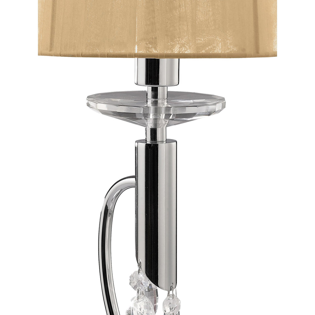 M3868/SBS Tiffany Table Lamp 1+1 Light E14+G9 Polished Chrome Soft Bronze Shade & Clear Crystal