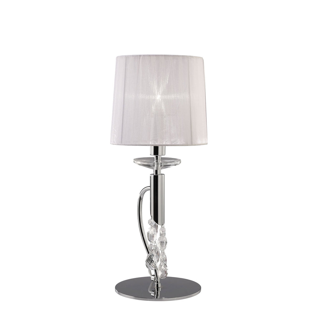M3868 Tiffany Table Lamp 1+1 Light E14+G9 Polished Chrome White Shade & Clear Crystal