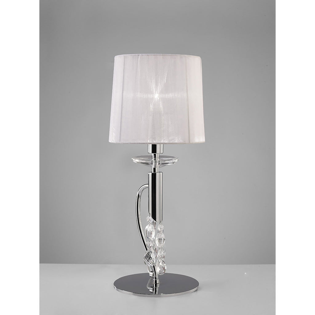 M3868 Tiffany Table Lamp 1+1 Light E14+G9 Polished Chrome White Shade & Clear Crystal
